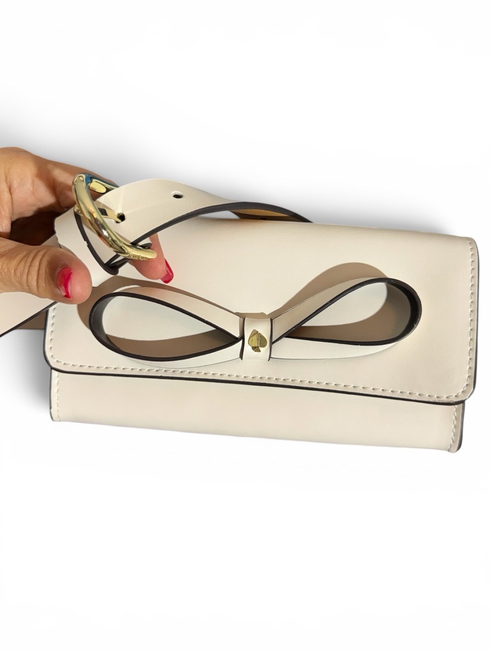 kate spade Cream Leather Bow-Detail Belt Bag S-M NWT